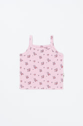 Avauma peach pink baby tank top with soft cotton and delicate floral print – ideal for warm weather